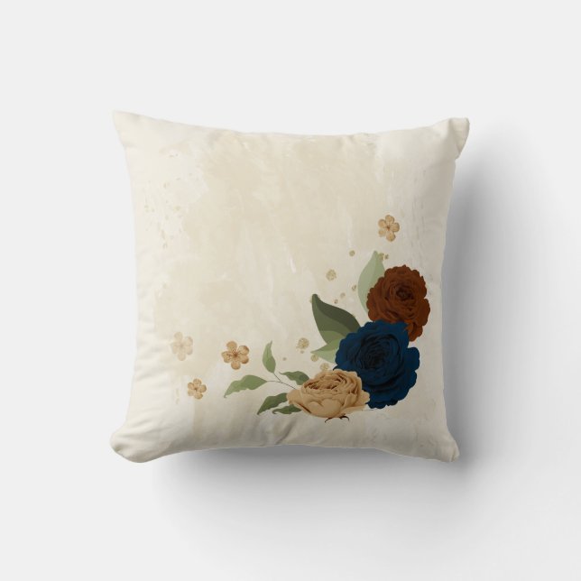 Almofada terracota floral navy (Frente)