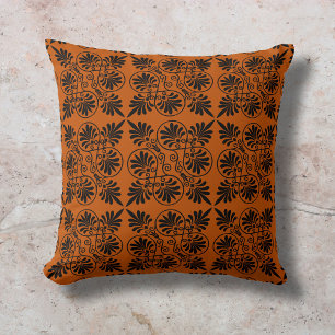 Almofada Terracotta Black Ancient Grego Meander Patterno