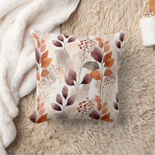 Almofada Terracotta e Folhas de Quedas de Borgonha   Boho A