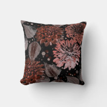 Terracotta flores com folhas de cinza em preto