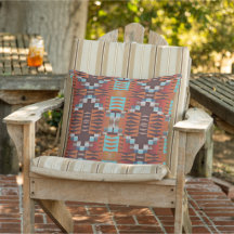 Terracotta Orange Brown Aqua Turquoise Arte Tribal