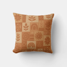 Almofada Terracotta Patchwork Quilt Rustic Farmhouse Floral