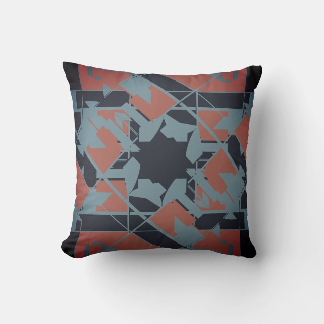 Almofada Terracotta Red Blue Mediterranean Abstrato (Frente)