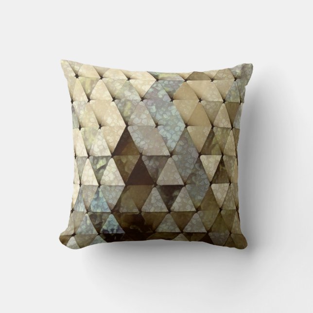 Almofada Terrazzo Triangles Beige Aqua Forest Green (Frente)