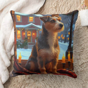 Almofada Terrier Australiano Com Luzes De Natal Feriado
