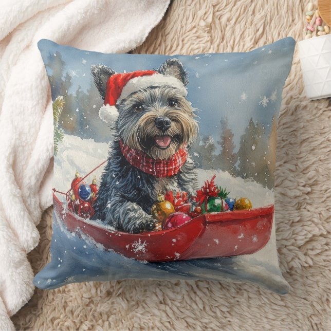 Almofada Terrier Escocês em Trenó Deixe Nevar Natal (Cobertor)