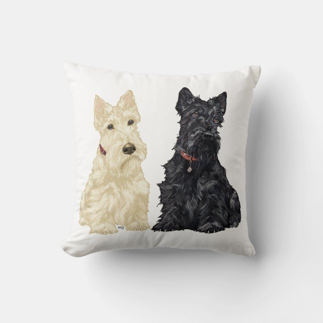 Almofada Terriers Escoceses Trigo e Preto (Frente)