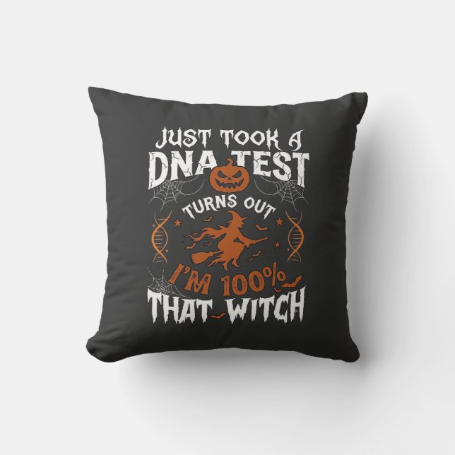 Almofada Teste de DNA Bruxa Halloween Abóbora Teia de Aranh (Frente)