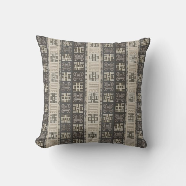 Almofada teste padrão africano com siymbols de Adinkra (Frente)
