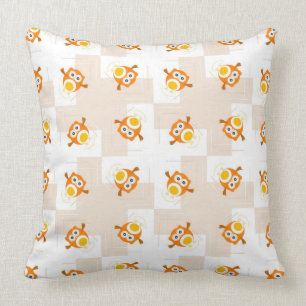 Almofada Teste padrão alaranjado da ilustração da coruja