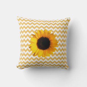 Almofada Teste padrão amarelo bonito & girassol de Chevron