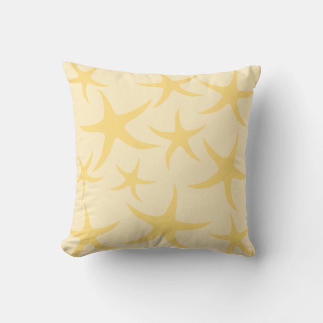 Almofada Teste padrão amarelo da estrela do mar (Frente)