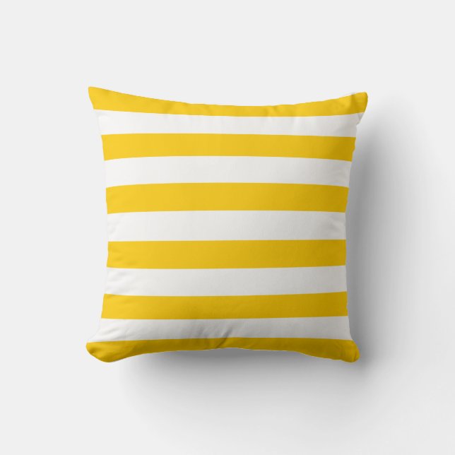 Almofada Teste padrão amarelo e branco da listra (Frente)