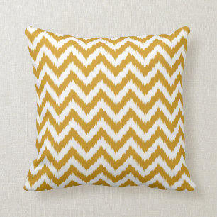 Almofada Teste padrão amarelo Goldenrod de Chevron Ikat