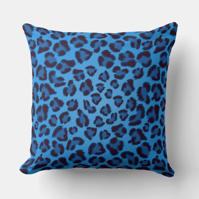 Almofada teste padrão azul da textura do leopardo (Frente)