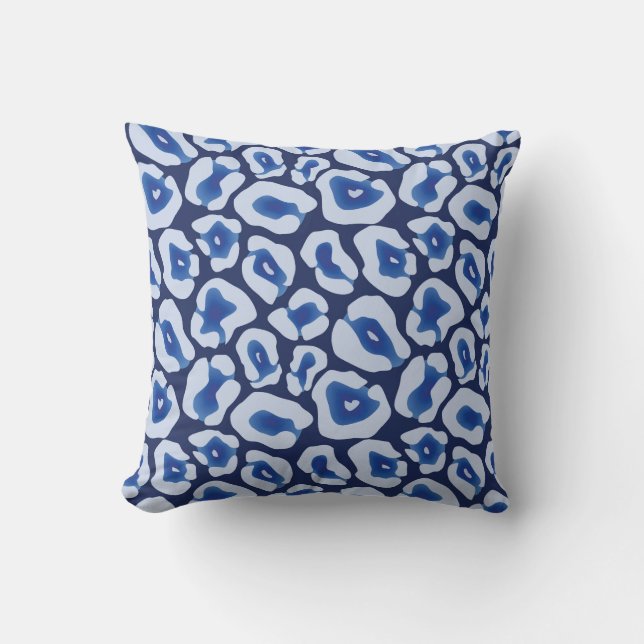 Almofada Teste padrão azul do leopardo de Shibori (Frente)