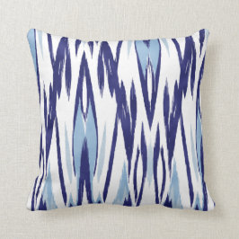 Almofada Teste padrão azul e branco chique do ikat da