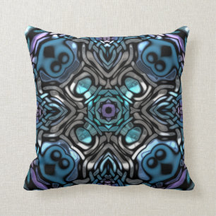 Almofada Teste padrão azul, roxo & de prata bonito