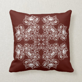 Almofada Teste padrão barroco floral do marrom do estilo