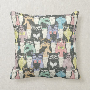 Almofada Teste padrão bonito dos gatos do hipster