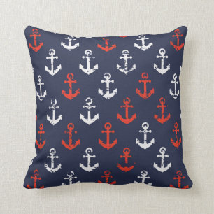 Almofada Teste padrão branco e azul vermelho do marinho