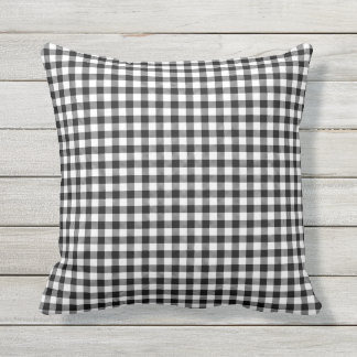 Almofada Teste padrão branco preto do design do guingão da