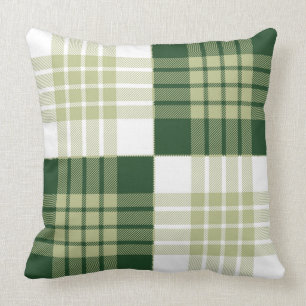 Almofada Teste padrão branco verde escocês na moda da