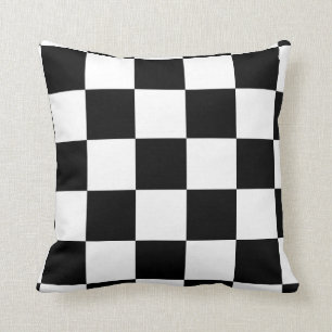 Almofada Teste padrão Checkered preto e branco