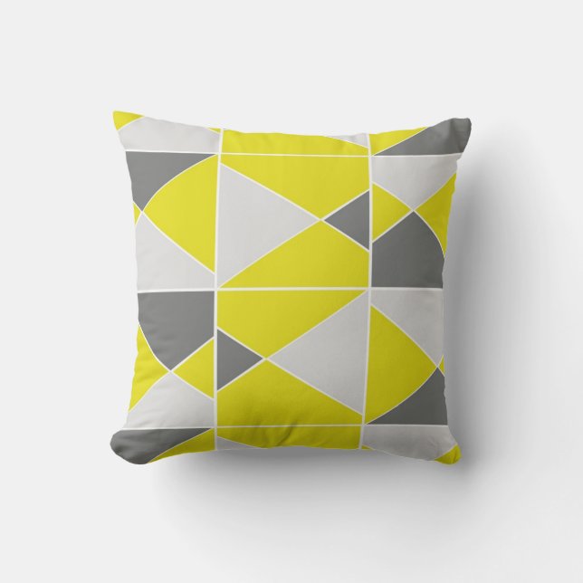 Almofada Teste padrão cinzento amarelo - travesseiro (Frente)