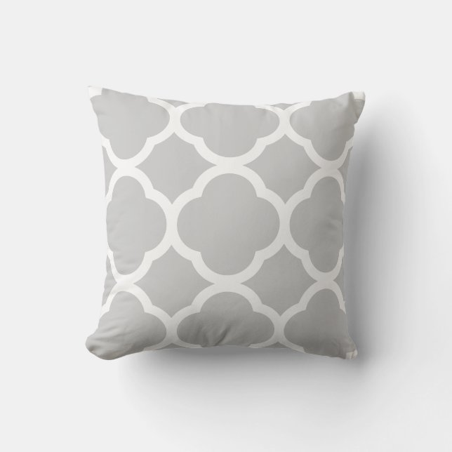 Almofada Teste padrão cinzento e branco da luz elegante - (Frente)