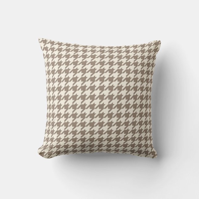 Almofada Teste padrão clássico de Houndstooth em Tan e em (Frente)