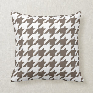Almofada Teste padrão clássico de Houndstooth no Taupe e