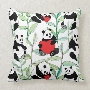 Almofada teste padrão com as pandas bonitas com corações