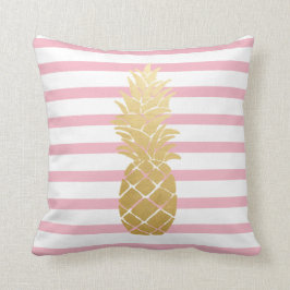 Almofada Teste padrão cor-de-rosa Dourado tropical das