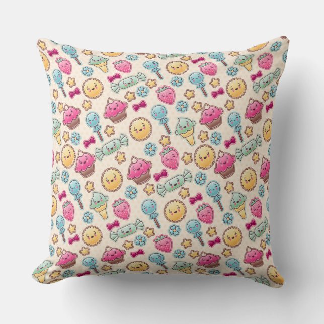 Almofada Teste padrão da criança de Kawaii com doodles (Frente)