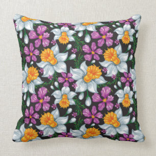 Almofada Teste padrão da elegância com flores 2 do narcis