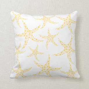 Almofada Teste padrão da estrela do mar em amarelo e no