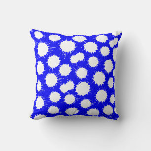 Almofada Teste padrão da mancha - branco no azul
