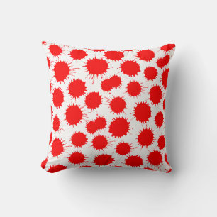 Almofada Teste padrão da mancha - vermelho no branco
