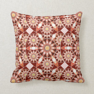Almofada Teste padrão da mandala, marrom, oxidação, tan,