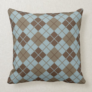 Almofada Teste padrão de Argyle no azul e no Taupe