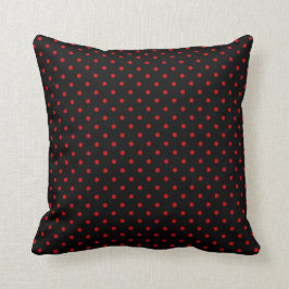 Almofada Teste padrão de bolinhas preto e vermelho