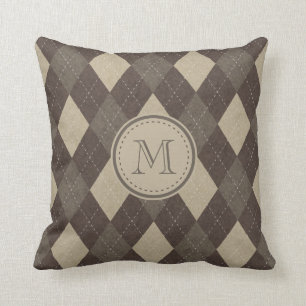 Almofada Teste padrão de Chocca Brown Argyle do Mocha com