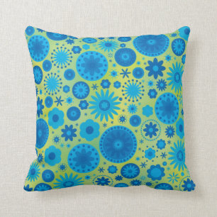 Almofada Teste padrão de flor do hippy do azul e da