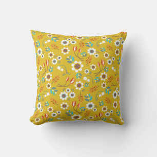 Almofada Teste padrão de flores floral do amarelo da