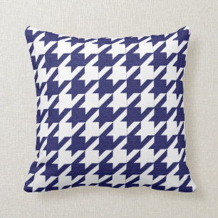 Almofada Teste padrão de Houndstooth dos azuis marinhos e