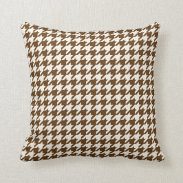 Almofada Teste padrão de Houndstooth em Brown e em creme