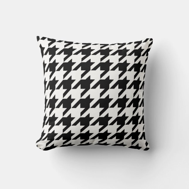 Almofada Teste padrão de Houndstooth em preto e branco (Frente)