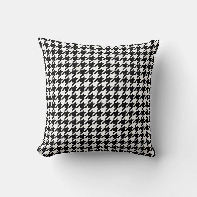 Almofada Teste padrão de Houndstooth preto e branco (Frente)