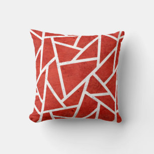 Almofada Teste padrão de mosaico vermelho e branco